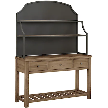 Casual Solid Wood Server & Metal Hutch